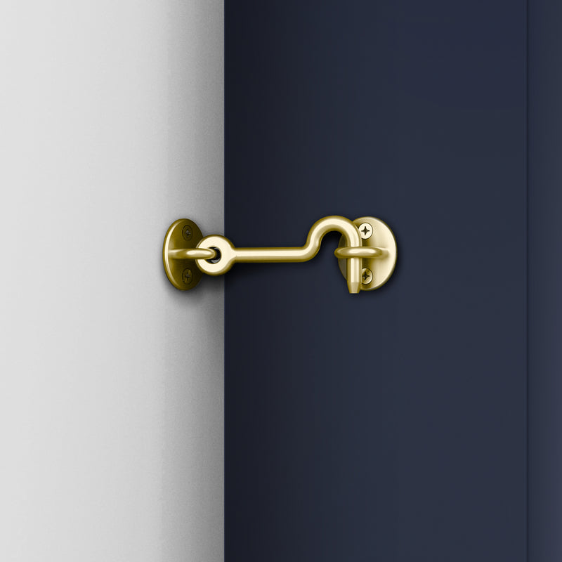 National Hardware 4 in. L Brushed Gold Steel Hook and Eye Closure