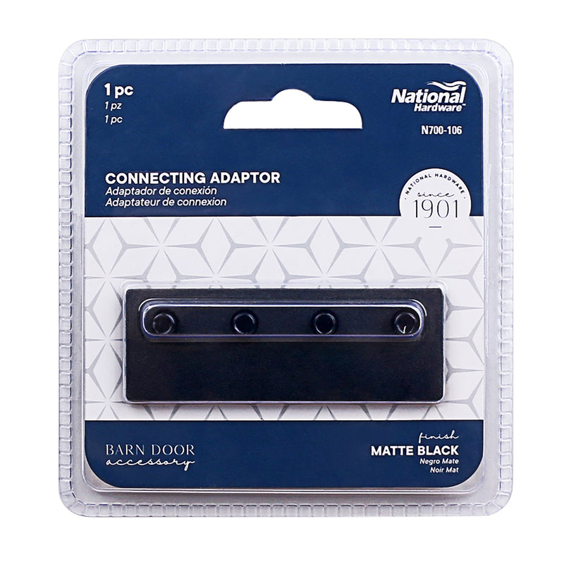 National Hardware 5/8 in. D X 3-1/8 in. L Matte Black Steel Sliding Door Hardware Connecting Adapter