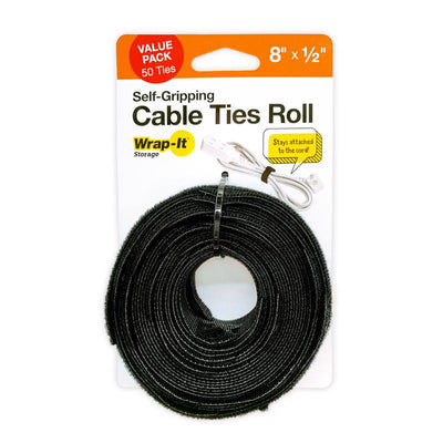 Wrap-It Cable Ties  Roll 8 in. L Black Nylon Cable Ties Roll