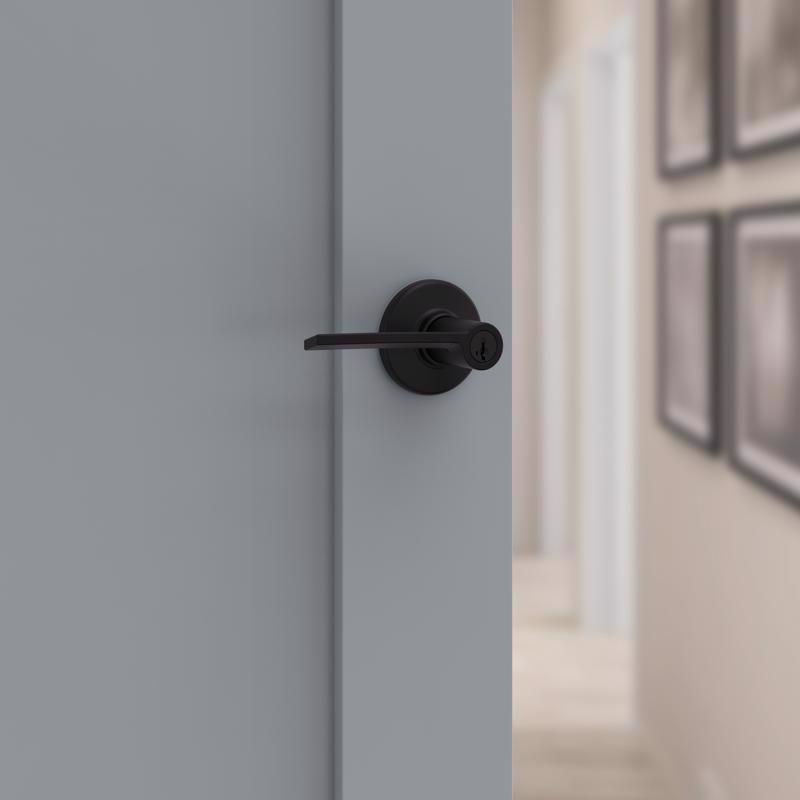 Kwikset Ladera Matte Black Keyed Entry Lever 2-3/4 in.