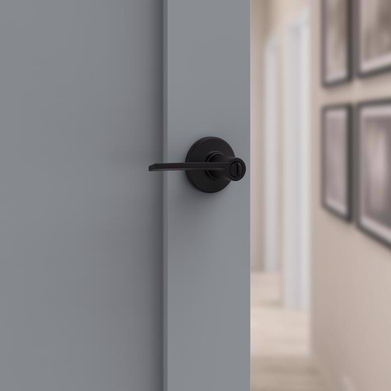 Kwikset Ladera Matte Black Keyed Entry Lever 2-3/4 in.