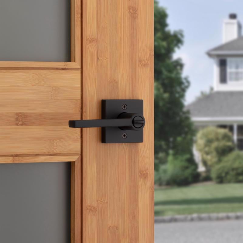 Kwikset Halifax Matte Black Entry Door Knob 2-3/4 in.