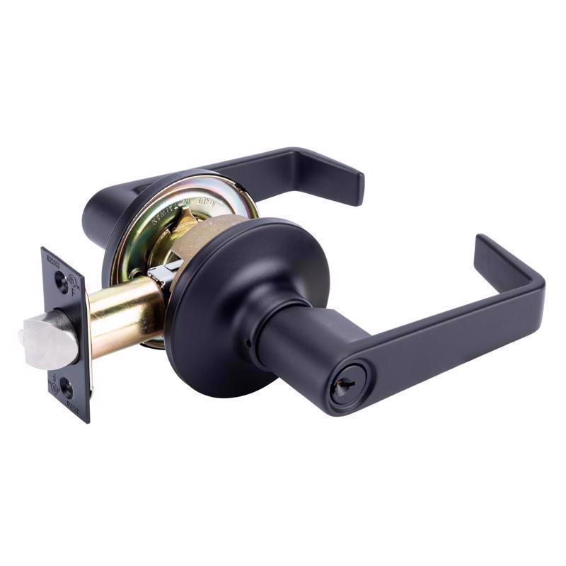 Brinks Commercial Matte Black Storeroom Lockset 2 in.