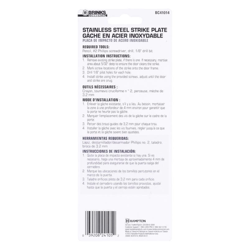 Brinks Commercial Matte Black Stainless Steel Door Strike