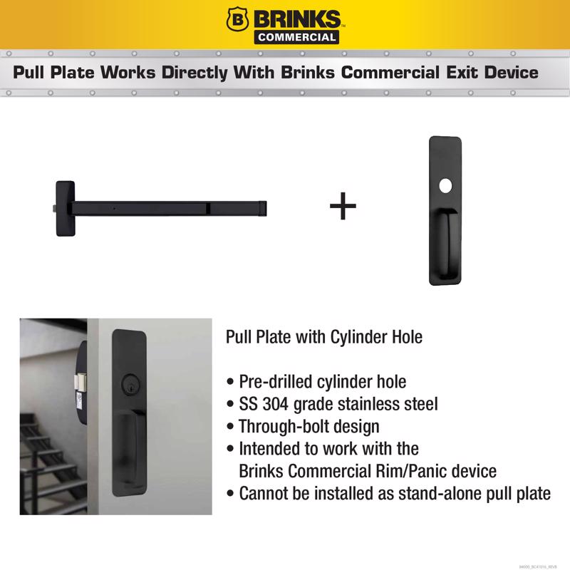 Brinks Commercial 12.25 in. L Matte Black Stainless Steel Pull Plate