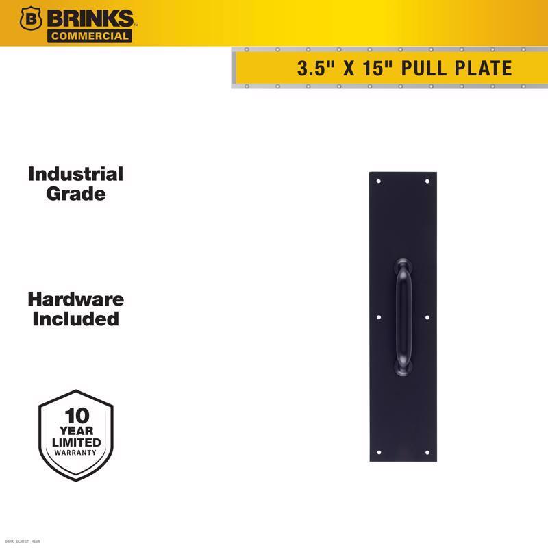 Brinks Commercial 15 in. L Matte Black Aluminum Pull Plate