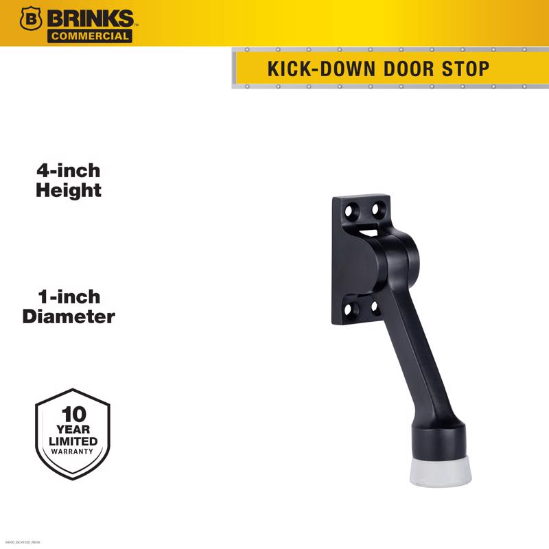 Brinks Commercial Steel Matte Brass/Black Kick-Down Door Holder Mounts to door 1 in.