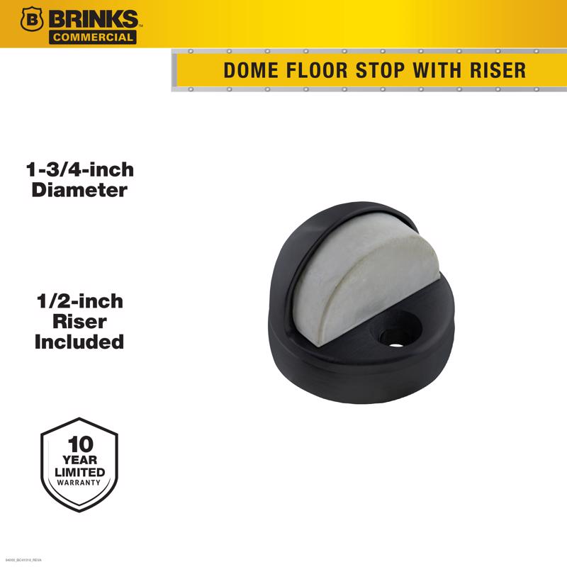 Brinks Commercial Steel Matte Brass/Black Door Stop Mounts to floor 1.75 in.