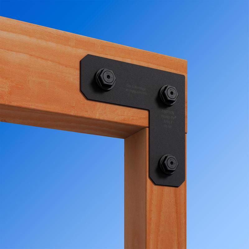 Simpson Strong-Tie Outdoor Accents 8.25 in. H X 8.25 in. W X 3 in. D Black Steel Inside L Strap Brac