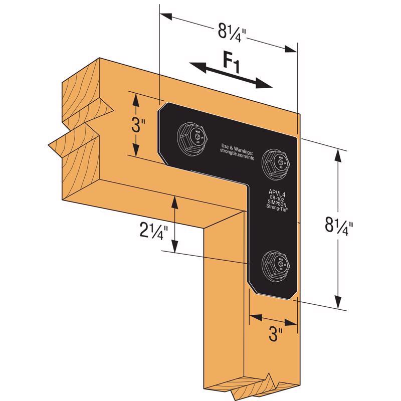 Simpson Strong-Tie Outdoor Accents 8.25 in. H X 8.25 in. W X 3 in. D Black Steel Inside L Strap Brac