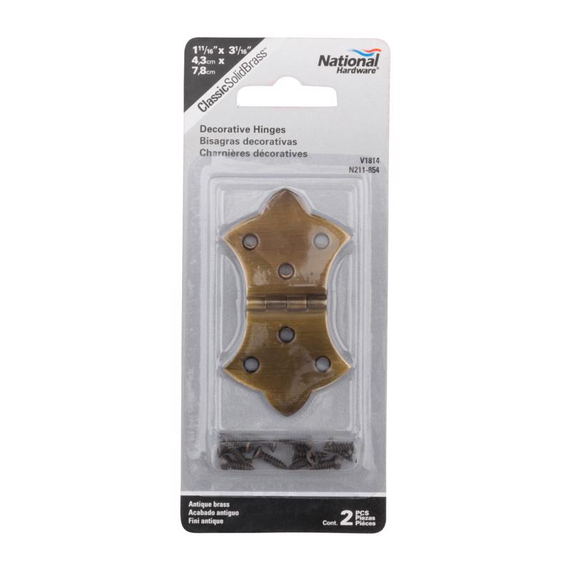 National Hardware 3.06 in. L Antique Brass Brass Butterfly Hinge