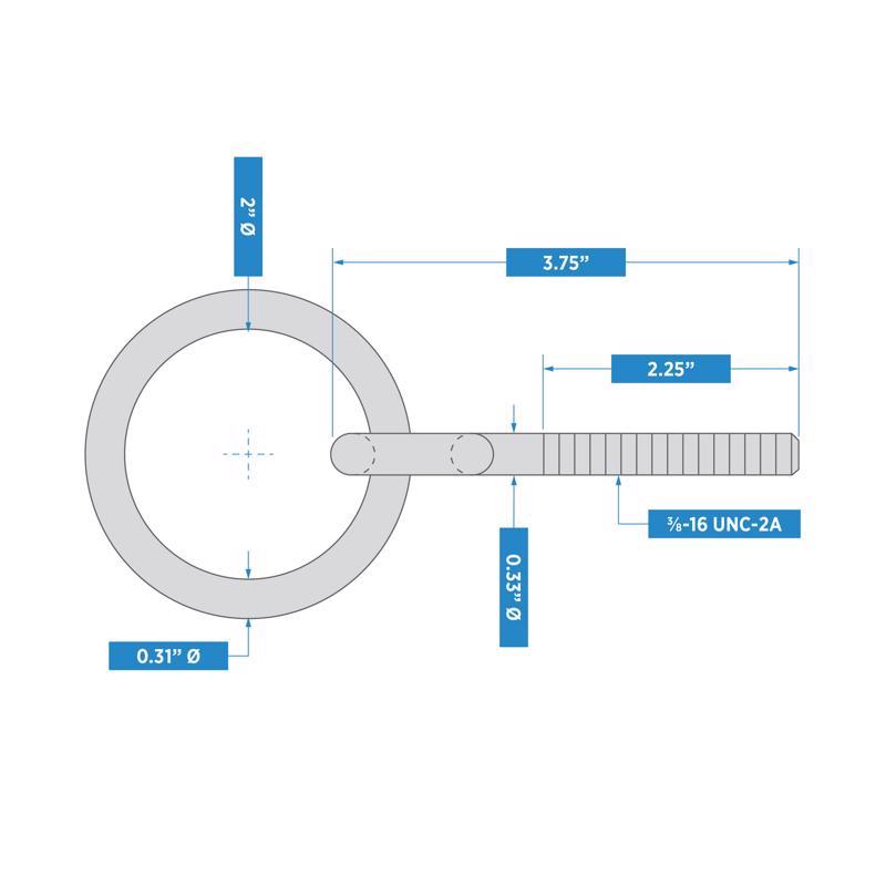 National Hardware Small Zinc-Plated Silver Steel 3-3/4 in. L Ring with Eye Bolt 160 lb