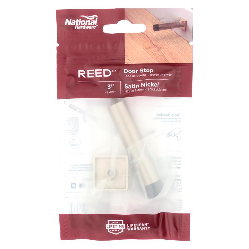 National Hardware Reed 1 in. W X 3 in. L Aluminum Satin Nickel Door Stop Mounts to door and wall 1 i