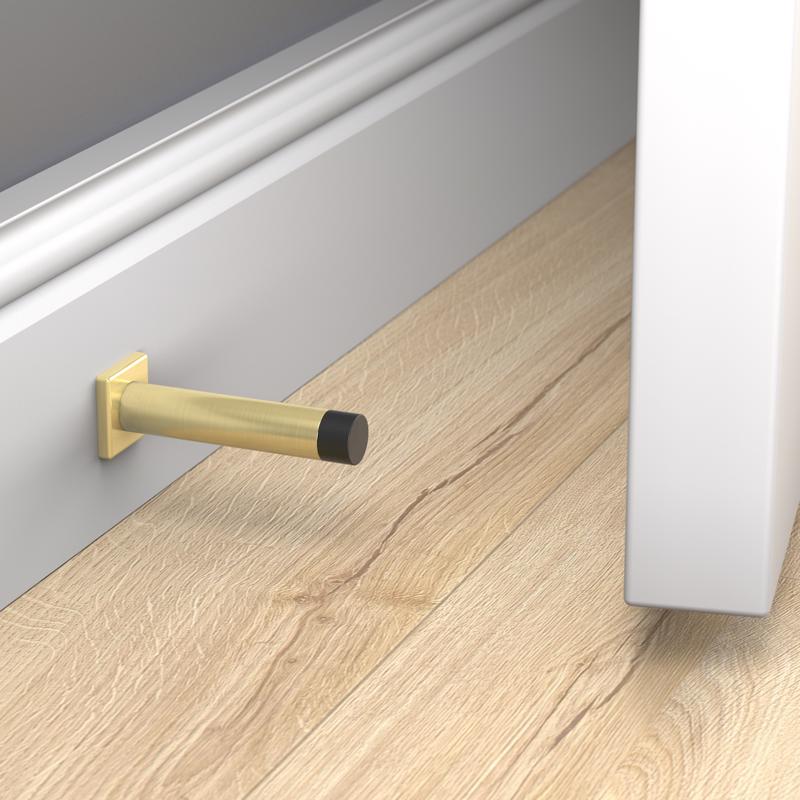 National Hardware Reed 1 in. W X 3 in. L Aluminum Brushed Gold Door Stop Mounts to door and wall 1 i