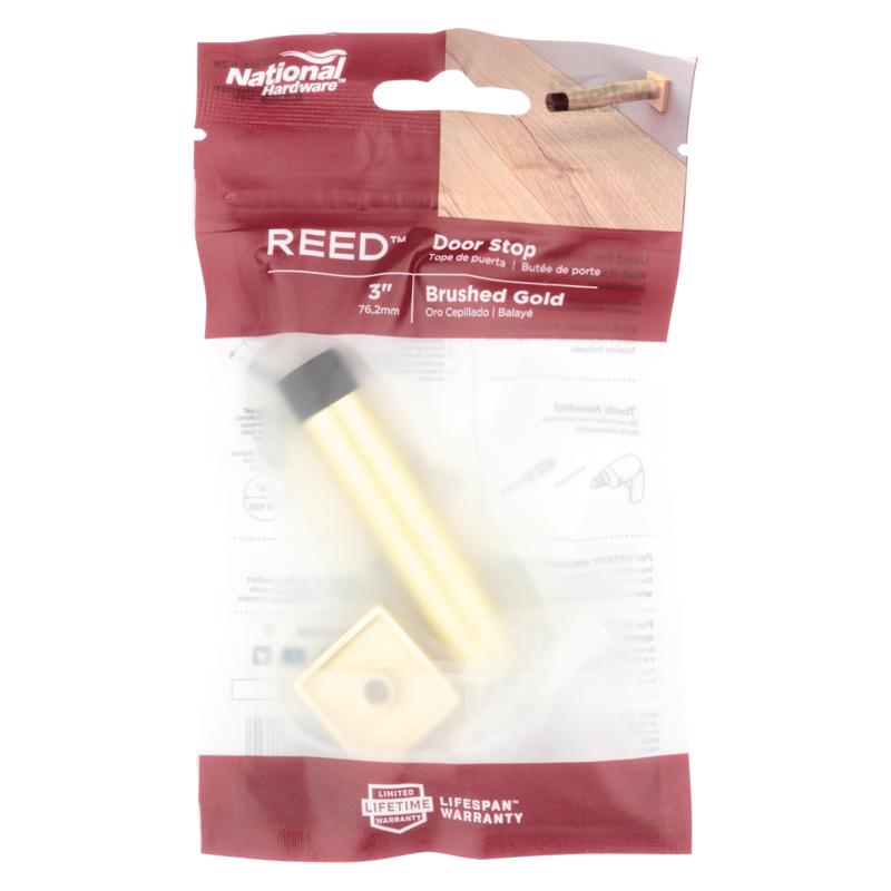 National Hardware Reed 1 in. W X 3 in. L Aluminum Brushed Gold Door Stop Mounts to door and wall 1 i
