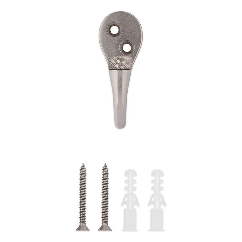 National Hardware Powell Medium Satin Nickel Silver Aluminum 2-5/8 in. L Knurled Hook 60 lb