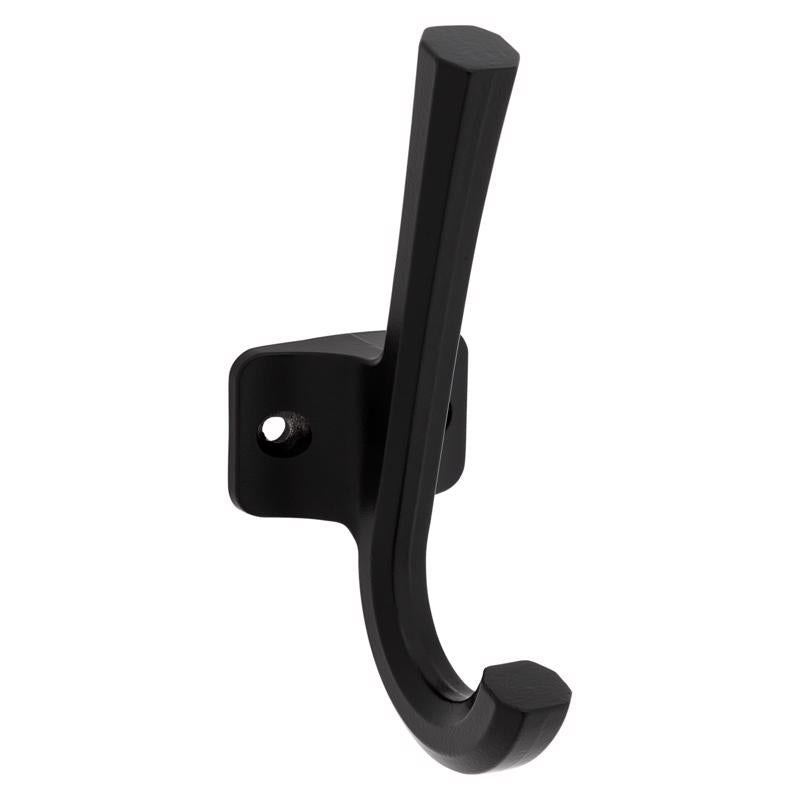National Hardware Powell Medium Matte Black Aluminum 4-15/16 in. L Angled Hook 60 lb