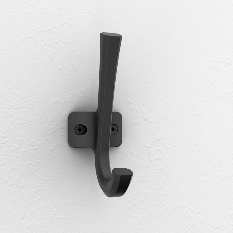 National Hardware Powell Medium Matte Black Aluminum 4-15/16 in. L Angled Hook 60 lb