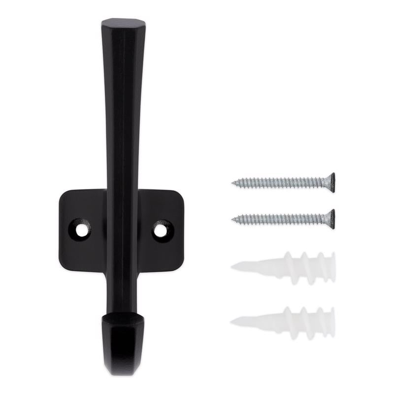 National Hardware Powell Medium Matte Black Aluminum 4-15/16 in. L Angled Hook 60 lb