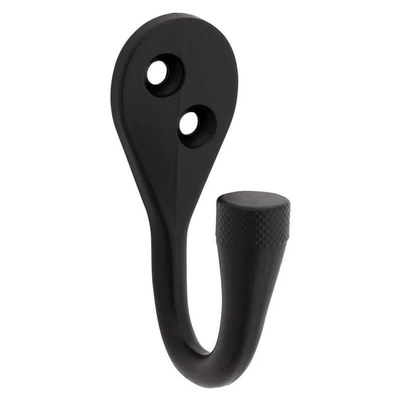 National Hardware Powell Medium Matte Black Aluminum 2-5/8 in. L Knurled Hook 15 lb
