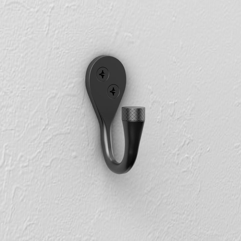 National Hardware Powell Medium Matte Black Aluminum 2-5/8 in. L Knurled Hook 15 lb