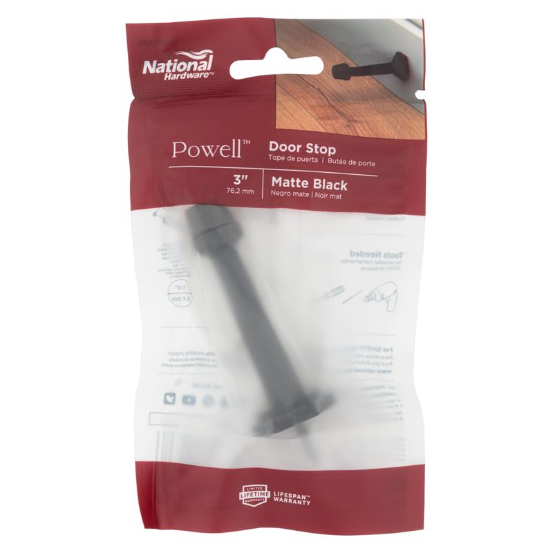 National Hardware Powell 5/8 in. W X 3-19/32 in. L Zinc Matte Black Door Stop Mounts to door and wal