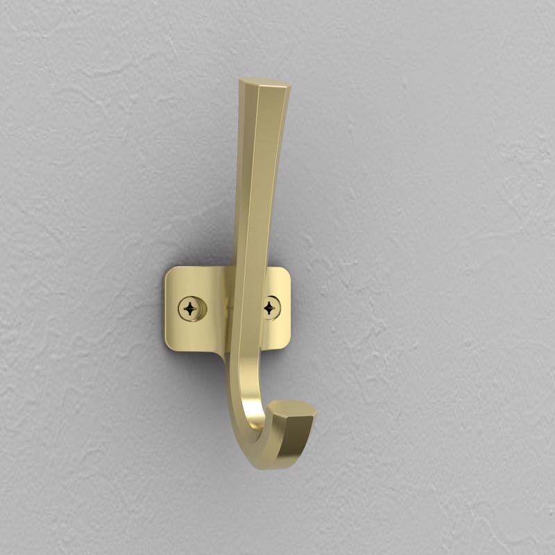 National Hardware Powell Medium Brushed Gold Aluminum 4-15/16 in. L Angled Hook 60 lb