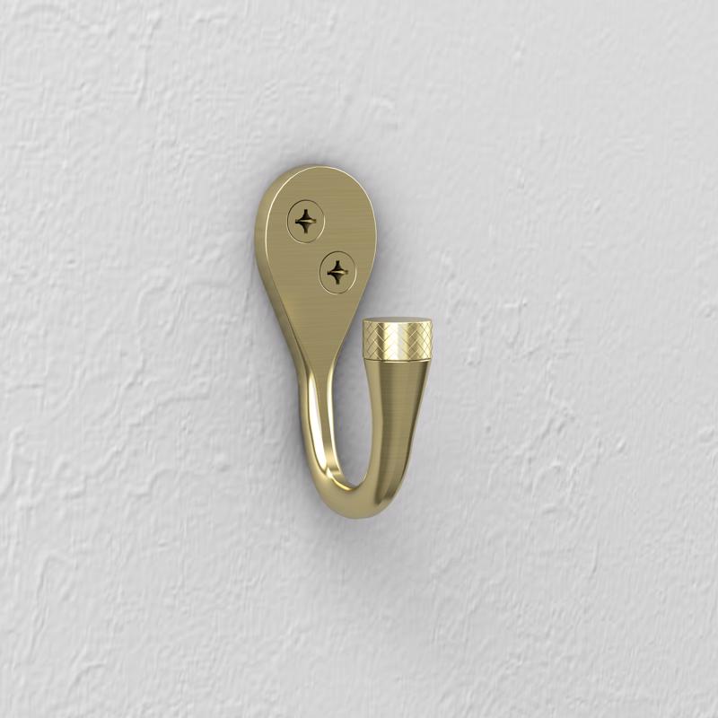 National Hardware Powell Medium Brushed Gold Aluminum 2-5/8 in. L Knurled Hook 60 lb
