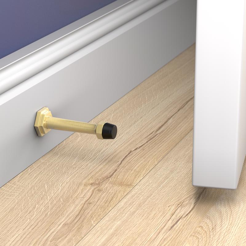 National Hardware Powell 5/8 in. W X 3-19/32 in. L Zinc Brushed Gold Gold Door Stop Mounts to door a