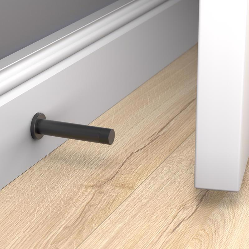 National Hardware Cooper 1 in. W X 3 in. L Aluminum Matte Black Door Stop Mounts to door and wall .6