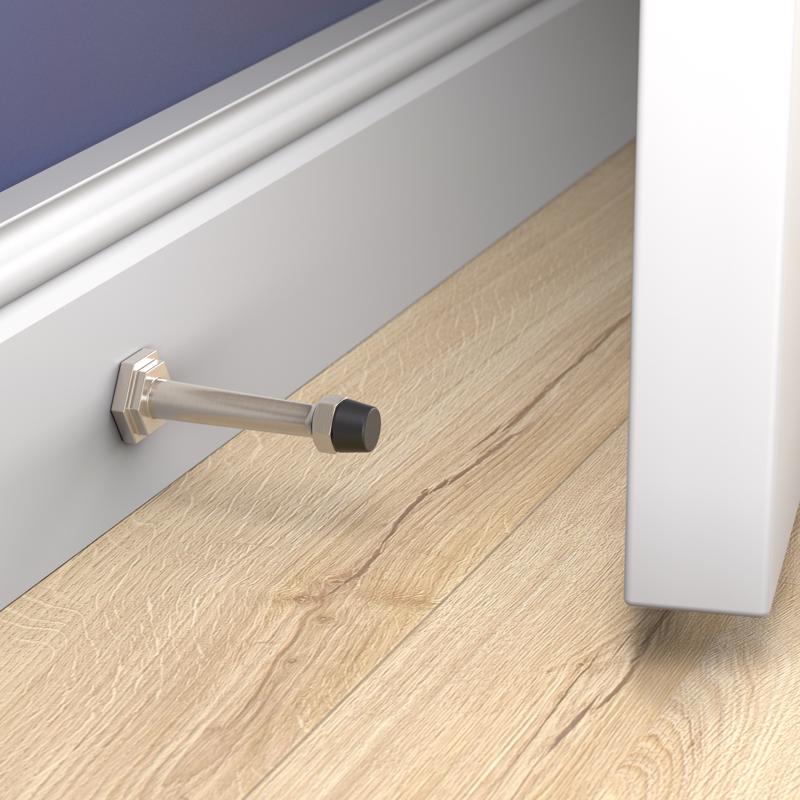 National Hardware Powell 5/8 in. W X 3-19/32 in. L Zinc Satin Nickel Silver Door Stop Mounts to door