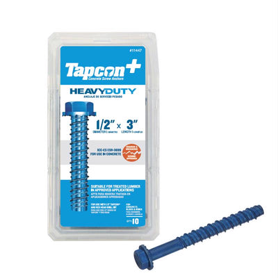Tapcon 1/2 in. in. X 3 in. L Hex Drive Hex Washer Head Assorted Concrete Screws