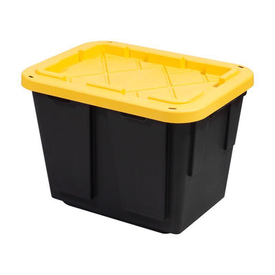 Greenmade Pro. Grade 12 gal Black/Yellow Snap Lock Storage Box 14.7 in. H X 15 in. W X 20.5 in. D St