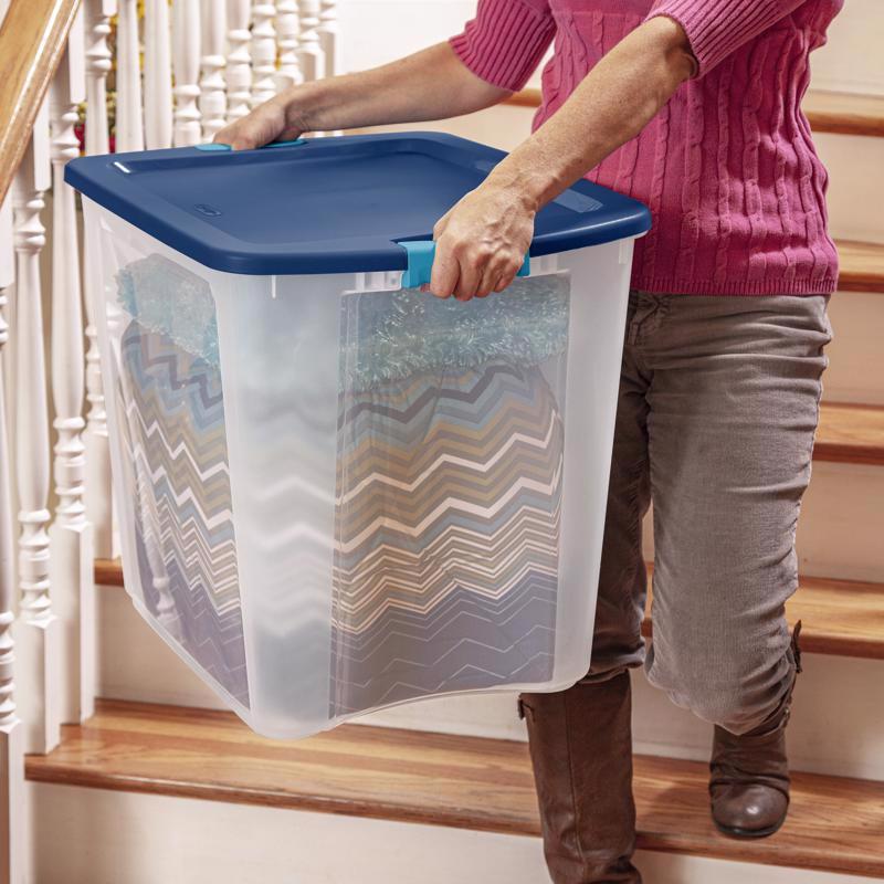 Sterilite 26 gal Blue/Clear Latch Storage Box 20-1/8 in. H X 18-5/8 in. W X 23-5/8 in. D Stackable
