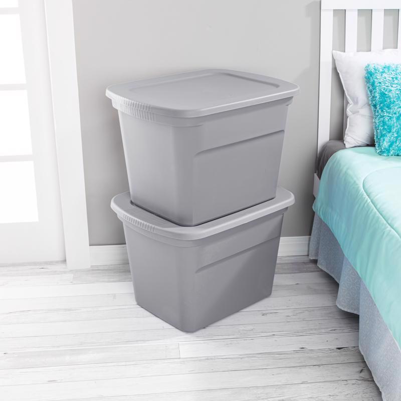 Sterilite 18 gal Gray Storage Tote 16-1/8 in. H X 23-1/2 in. W X 18-3/8 in. D Stackable