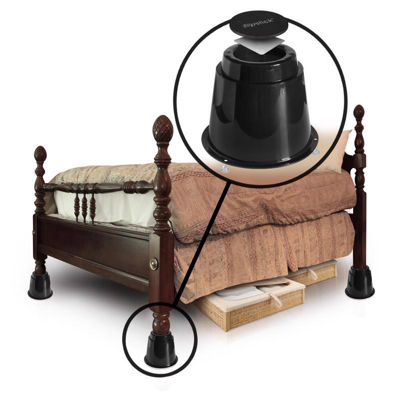 Slipstick Plastic Bed Risers Black Round 7.25 in. W 4 pk
