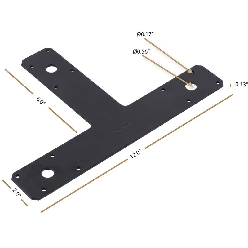 Hampton 1/8 in. H X 8 in. W X 12 in. L Black Steel T-Plate
