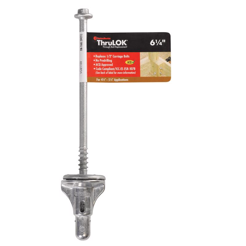 FastenMaster ThruLOK 1/2 in. X 6-1/4 in. L Hex Galvanized Steel Lag Screw