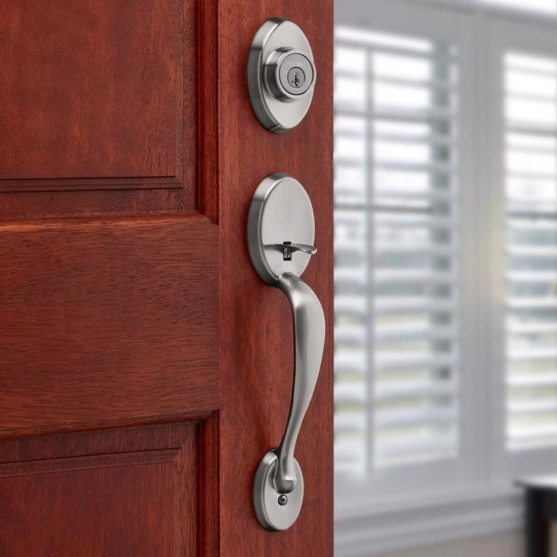 Kwikset Chelsea Satin Nickel Entry Handleset 1-3/4 in.