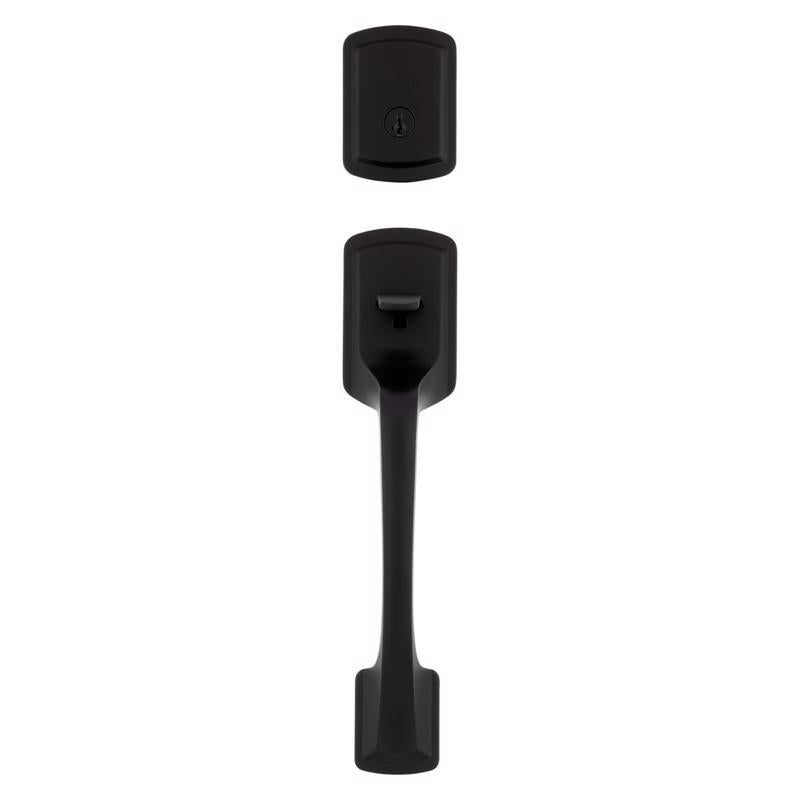 Kwikset Prague Matte Black Entry Handleset 1-3/4 in.