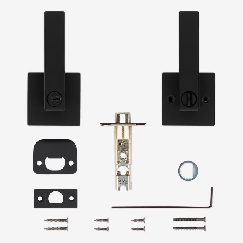 Kwikset Singapore Contemporary Matte Black Entry Door Knob 1-3/4 in.