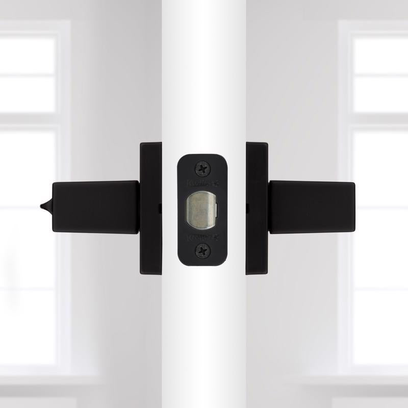 Kwikset Singapore Contemporary Matte Black Entry Door Knob 1-3/4 in.