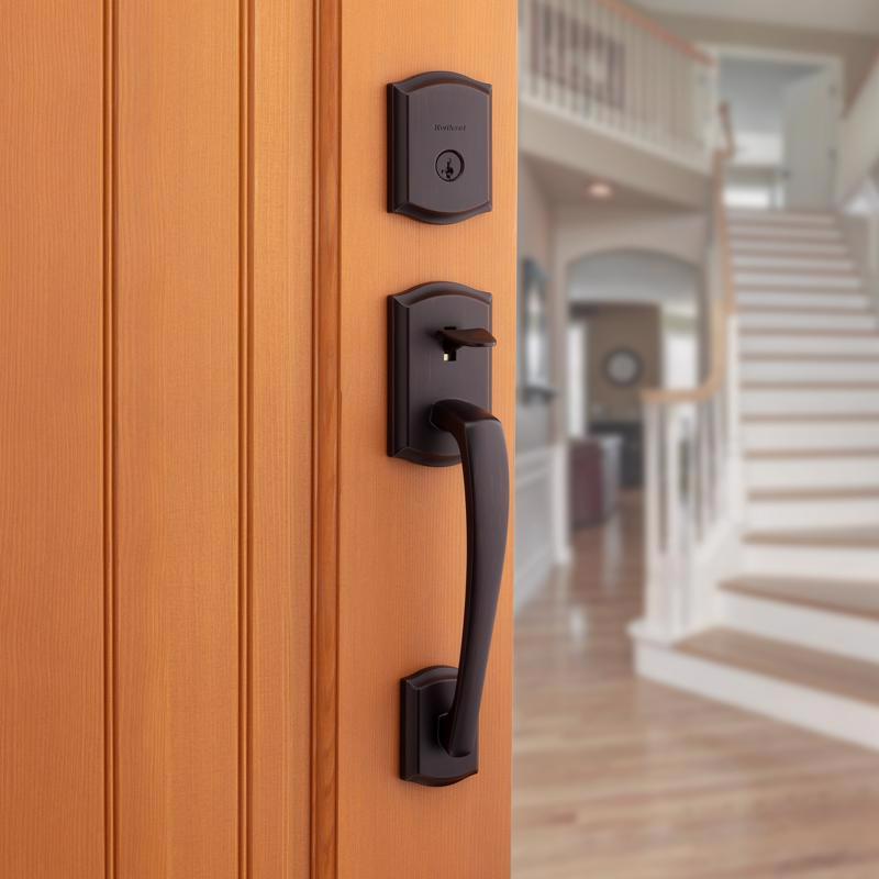 Kwikset Prescott Venetian Bronze Entry Handleset 1-3/4 in.