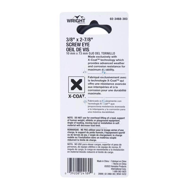 Wright 3/8 in. D X 2-7/8 in. L Black Steel Screw Eye 250 lb