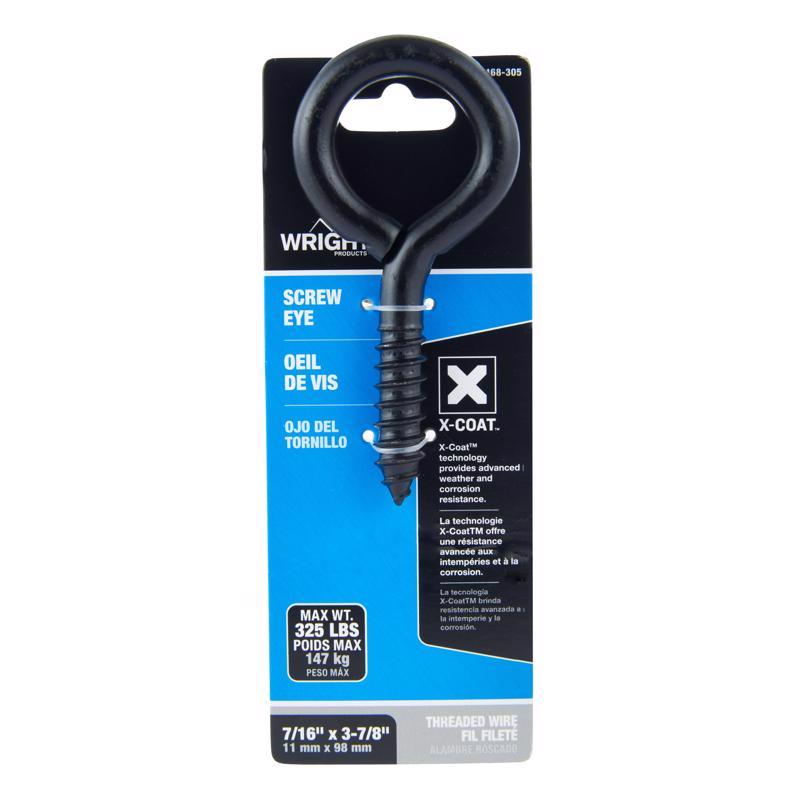 Wright 7/16 in. D X 3-7/8 in. L Black Steel Screw Eye 325 lb