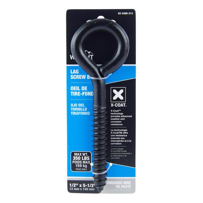 Wright 1/2 in. D X 5-1/2 in. L Black Steel Lag Screw Eye 350 lb