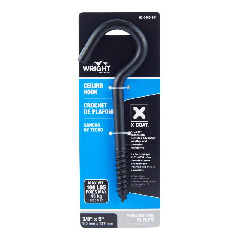 Wright Medium Matte Black Steel 5 in. L Ceiling Hook 100 lb