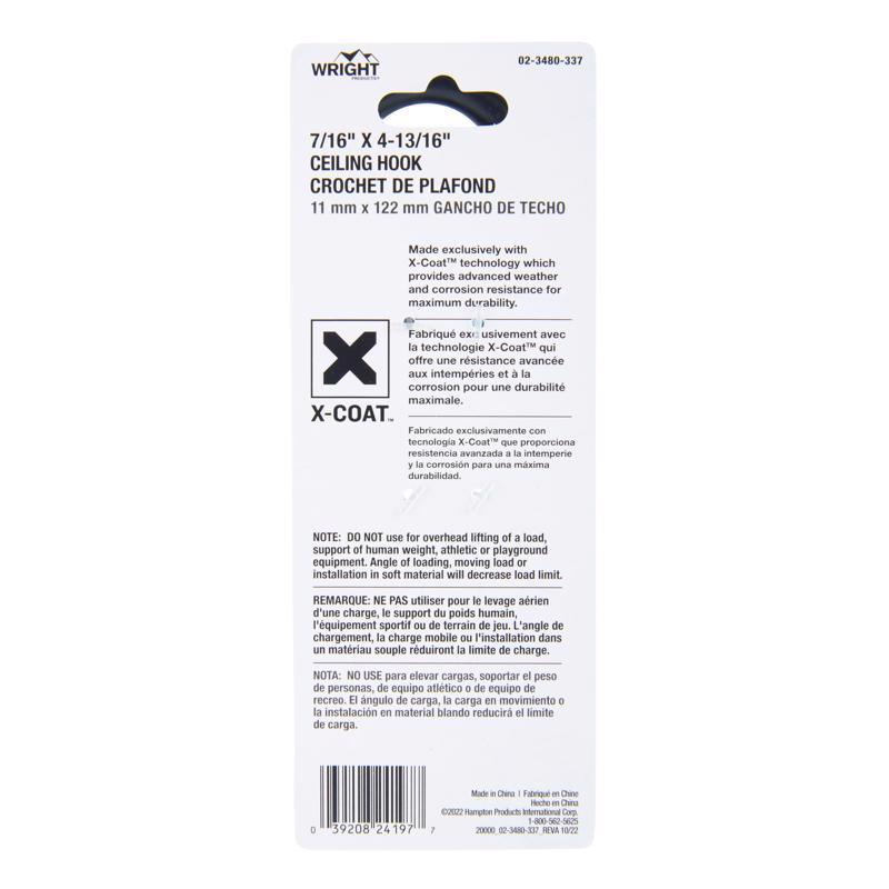 Wright Medium Matte Black Steel 4-13/16 in. L Ceiling Hook 200 lb