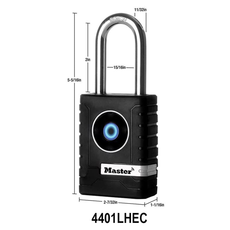 Master Lock 5-5/16 in. H X 1-1/16 in. W X 2-7/32 in. L Metal Single Locking Bluetooth Padlock