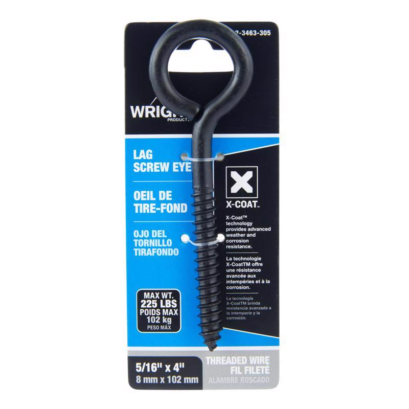 Wright 5/16 in. D X 4 in. L Black Steel Lag Screw Eye 225 lb